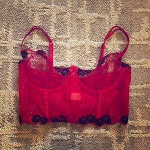 Red Lingerie Sheer Top